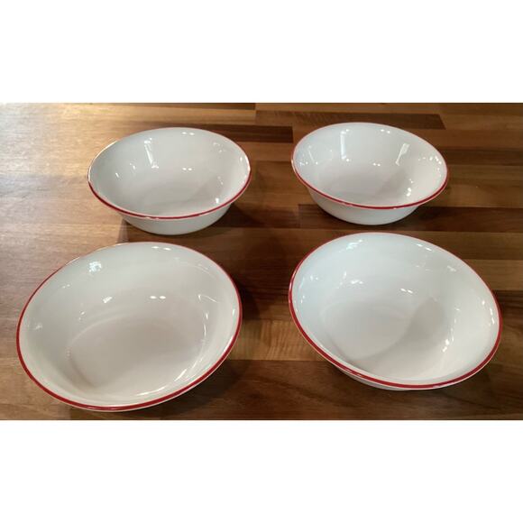 'Set of 4 Corelle Cafe Classic Red Stripe Cereal Soup Bowls 6 1/4" - Picture 7 of 10